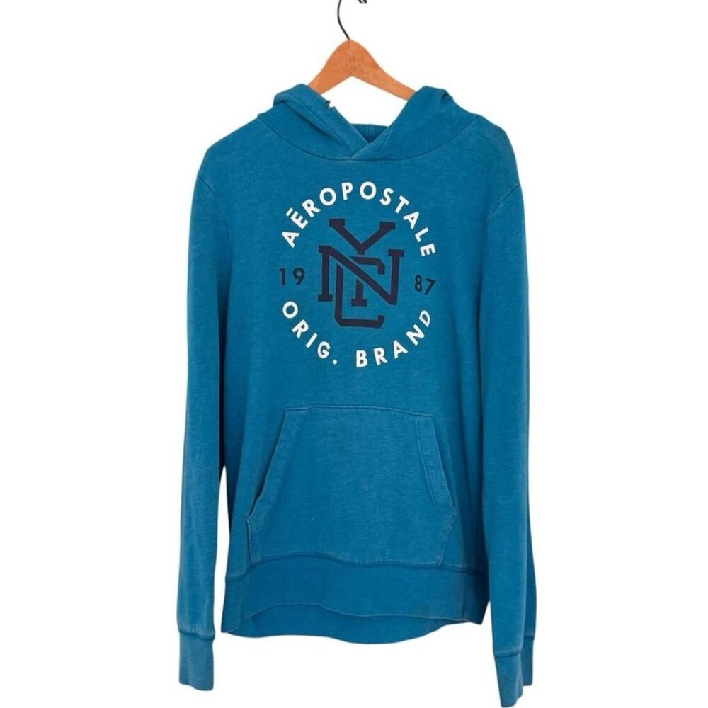 Aeropostale blue hoodie with white circular logo size L